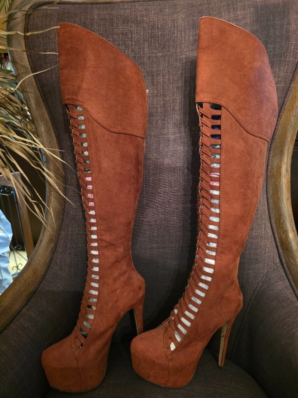 Suede Rust Stiletto Boots